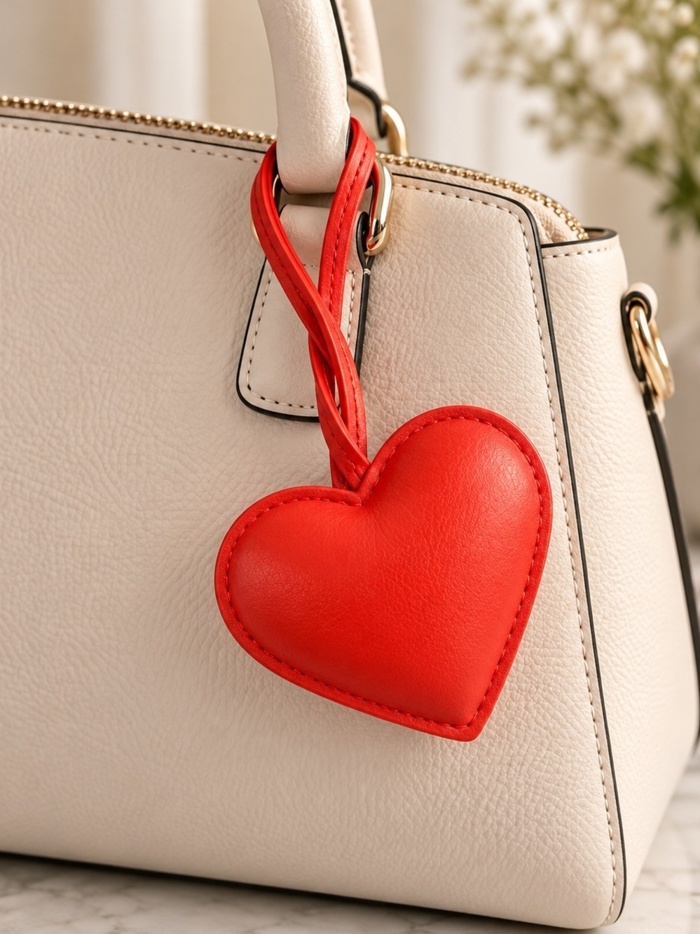 Red Faux Leather Heart Bag Purse Charm New